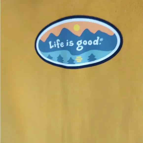 Life is Good Mustard Unisex Hoodie with Mountain Logo, M - Picture 4 of 8